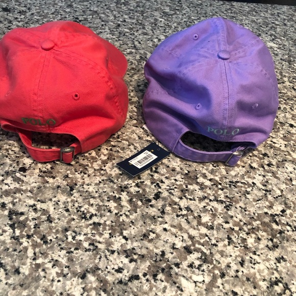 POLO Ralph Lauren Polo Bear Mens Chino Ball Cap Hat Maroon  Authentic Ralph Lauren polo hats. Purple and pink
